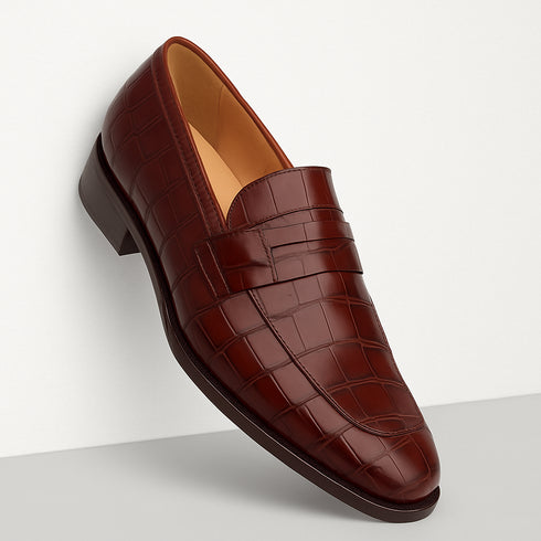 Piccolo Alligator Penny Loafer Blue By Mezlan Made In Spain Brand