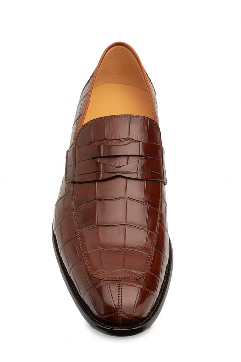 Piccolo Alligator Penny Loafer Blue By Mezlan Made In Spain Brand