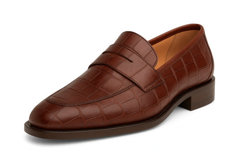 Piccolo Alligator Penny Loafer Blue By Mezlan Made In Spain Brand