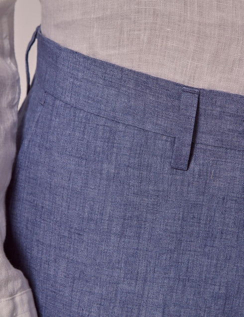 Mens Linen Suit For Beach Wedding - Summer Suit in Mid Blue