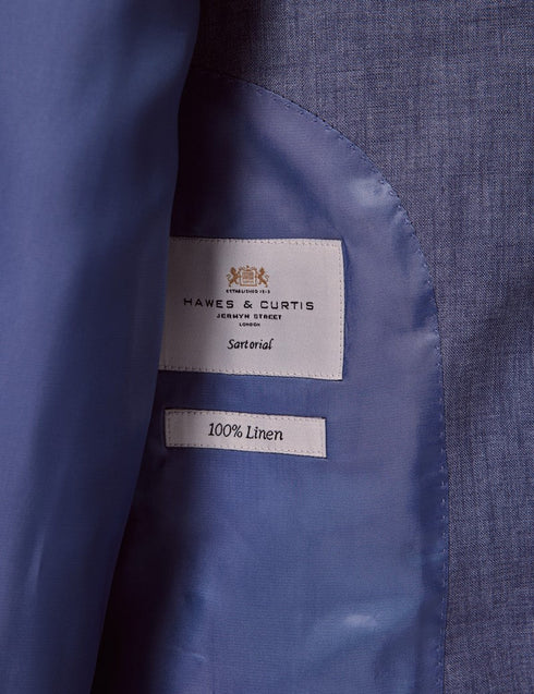 Mens Linen Suit For Beach Wedding - Summer Suit in Mid Blue