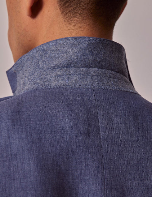 Mens Linen Suit For Beach Wedding - Summer Suit in Mid Blue