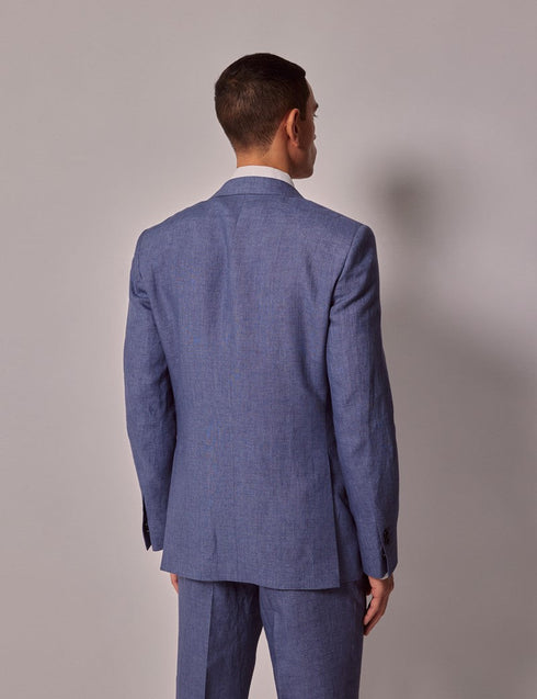 Mens Linen Suit For Beach Wedding - Summer Suit in Mid Blue