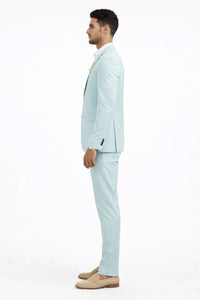 Mint Green Slim Fit Mens Suits Groomsmen Wear Two Pieces Notched Lapel Formal Prom Suit