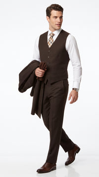 Men’s Brown Tone on Tone Pinstripe Suit, Classic Fit Formal Wedding Business Suit