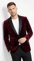 Men’s Burgundy Velvet Dinner Jacket, Designer Black Satin Shawl Lapel Tuxedo Blazer for Weddings, Prom and Formal Events