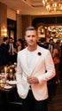 Men’s 007 James Bond White Tuxedo Jacket, Classic Ivory Formal Dinner Jacket for Weddings, Prom and Costume Parties