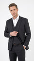 Men’s Black Sharkskin 3 Piece Suit, Single Breasted Notch Lapel Formal Wedding Business Suit