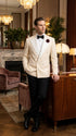Men’s Ivory Double-Breasted Tuxedo Dinner Jacket – Cream Off-White Wedding, Prom and Black-Tie Blazer