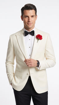 Men’s James Bond Inspired Ivory White Tuxedo Suit, Classic 007 Formal Dinner Jacket for Weddings, Prom and Costume Parties