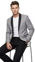 Men’s Light Grey Dinner Jacket with Black Shawl Lapel, Formal Tuxedo Evening Blazer