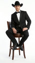 Mens 1 Button Western Cowboy Wedding Tuxedo Black