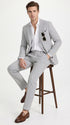 Men’s Navy Seersucker 2 Piece Summer Suit, Modern Fit Lightweight Wedding Dress Suit