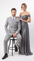 Men’s Light Grey Double Breasted Suit, Classic Fit Silver Gray Luxury Wedding Business Suit