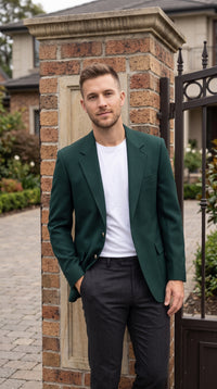 Neil Allyn Career Basics Men’s Hunter Green Blazer, Classic 2 Button Formal Sport Coat for Weddings, Church and Business Events