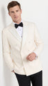 Men’s Ivory Double Breasted Tuxedo Dinner Jacket, Cream Off White Formal Wedding Blazer