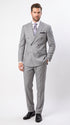 Men’s Light Grey Double Breasted Suit, Classic Fit Silver Gray Luxury Wedding Business Suit