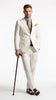Men’s Ivory Great Gatsby 3 Piece Suit, 1920s Vintage 2 Button Peak Lapel Wedding Suit with Brown Vest