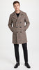 Men’s Black and White Plaid Wool Peacoat, Formal Winter Dress Coat for Business and Casual Wear