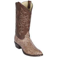 Los Altos Boots - Mens Dress Cowboy Boot - Low Priced Moka Ostrich Boots R-Toe- in Moka