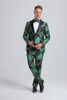 Men's Green & Black Floral Paisley Prom Tuxedo