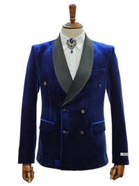 Double Breasted Tuxedo Suit - Slim fitted - Navy Suit - Shawl Collar