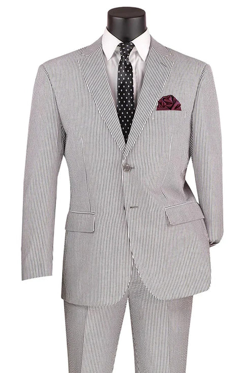 Men's 2pc Summer Seersucker Modern Fit Black Suit