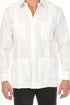 Men's White 100% Linen Four-Pocket Guayabera Shirt – Long Sleeve