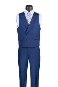Navy Modern Fit 3-Piece Suit with Lapel Vest & Adjustable Pants