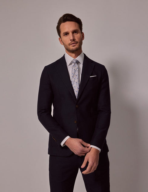 Mens Linen Suit For Beach Wedding - Summer  Slim Suit in Navy