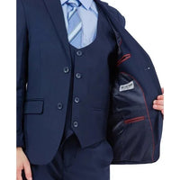 Exclusive Stacy Adams 5pc Boys Suit Solid Slim Fit, Navy