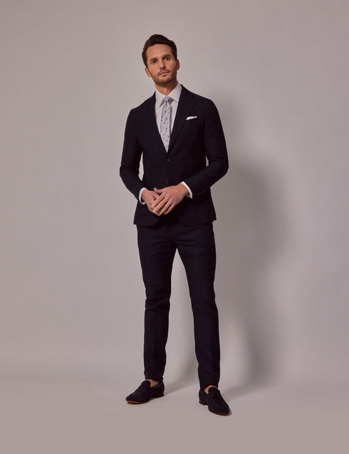 Mens Linen Suit For Beach Wedding - Summer  Slim Suit in Navy