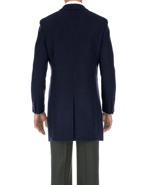 Navy Fall/Winter Essential Slim Fit Overcoat Wool Blend