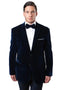 Mens two button classic velvet navy blazer