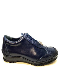 Los Altos Navy Blue Ostrich Leg Lace Up Sneakers