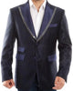Navy Blue And Gold Trim Tuxedo Dinner Jacket - Navy Blue Blazer