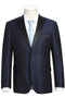 Mens Two Button Peak Lapel Paisley Navy Blue Prom Tuxedo Blazer