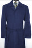 Full Length Belted Style Mens Raglan Overcoat - Wool Fabric Belted Navy Blue Coat