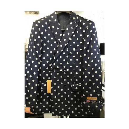 Navy Blue Or Black and White Polk Dot Double Breasted Blazer