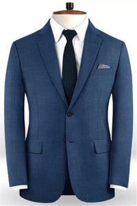 Navy Blue 2 Pieces Mens Suit with Notch Lapel Business