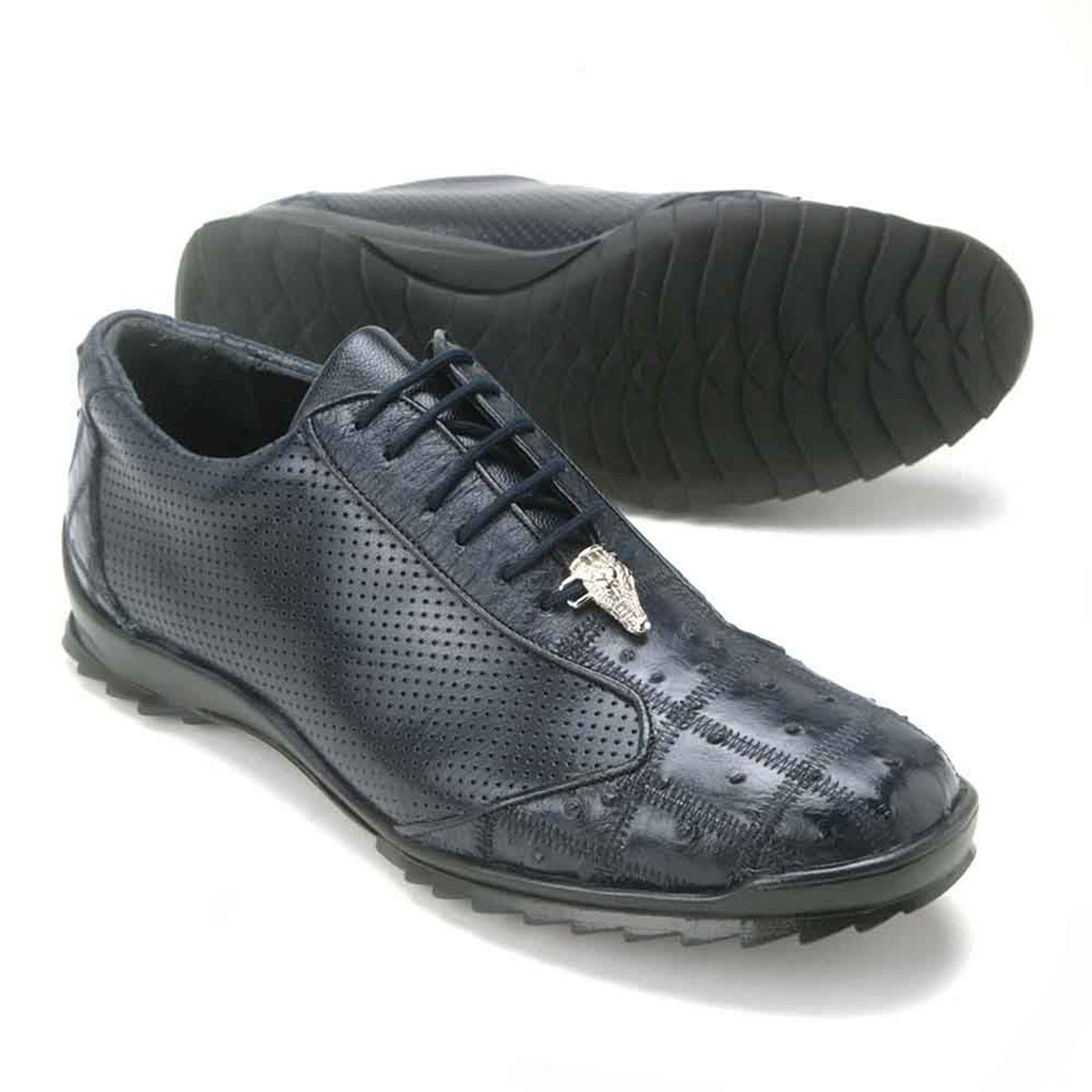 Men's Sneaker Night Blue Ostrich and Calfskin main image 1