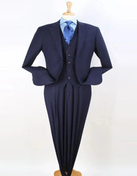 Pleated Suit - Mens Suits With Pleated Pant - Regular Fit Suit - Navy Suit