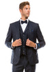 Navy Blue Vintage Tweed Wedding Suit
