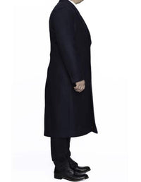 Navy Blue 3 Button Full Length Ankle length Wool Dress Top Coat/Overcoat
