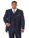 Pleated Dress Men Suits - Mens 3 Button Vested Wide Peak Lapel Two Tone Navy Blue Sharkskin Suit