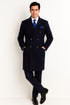 Navy Blue Overcoat - Blue Winter Topcoat - Fabric Double Breasted