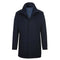Navy Slim Fit Wool Blend Short Coat with Detachable Full Zipper