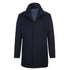 Navy Slim Fit Wool Blend Short Coat with Detachable Full Zipper