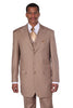 Mens 3 Button Vested Wide Peak Lapel 1920's Gangster Pinstripe Suit in Tan
