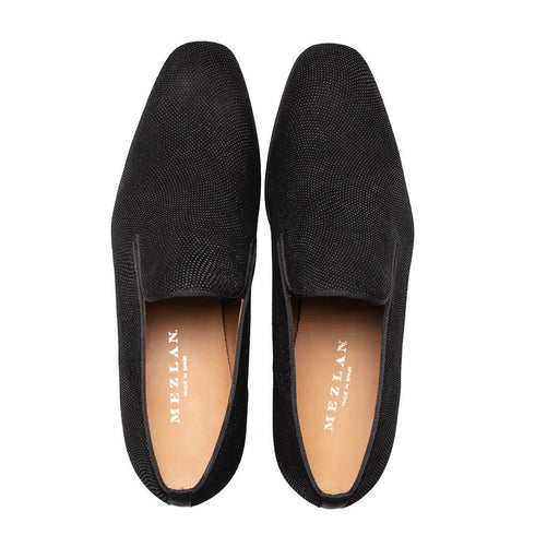 Notte Glass Suede Slip On Black By Mezlan Made In Spain Brand